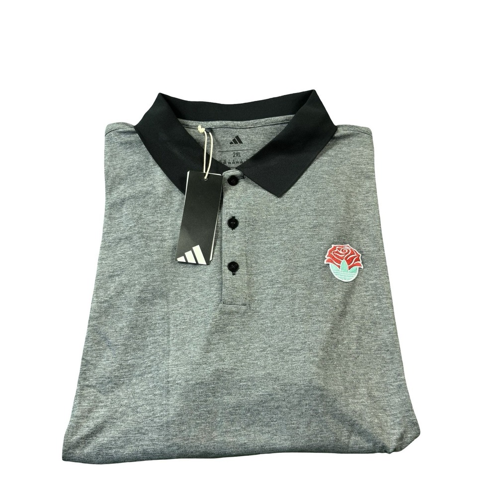Adidas Gray Black Tipped Rose Bowl Performance Mens Polo Shirt 2XL IU4486 NWT
